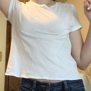 white tee with tie and open back